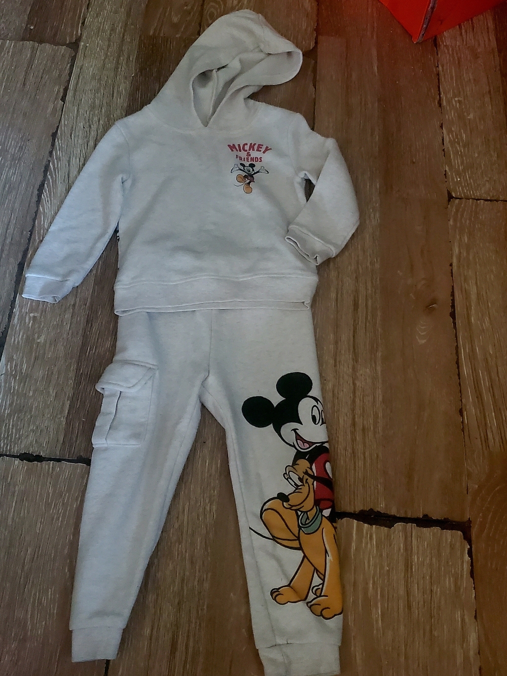 Little Kods Disney Mickey & Friends Hoodie and Jogger Set In Cream